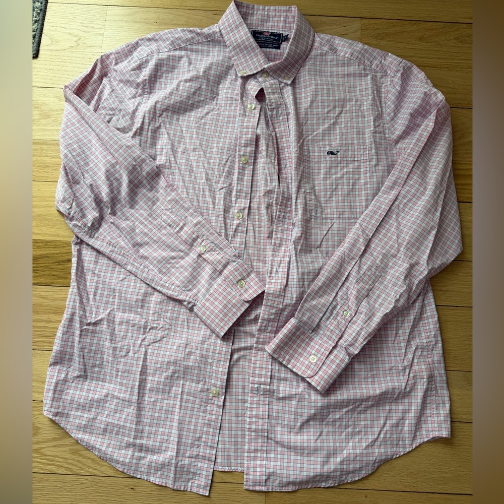 Vineyard Vines Pink and White Checkered Shirt